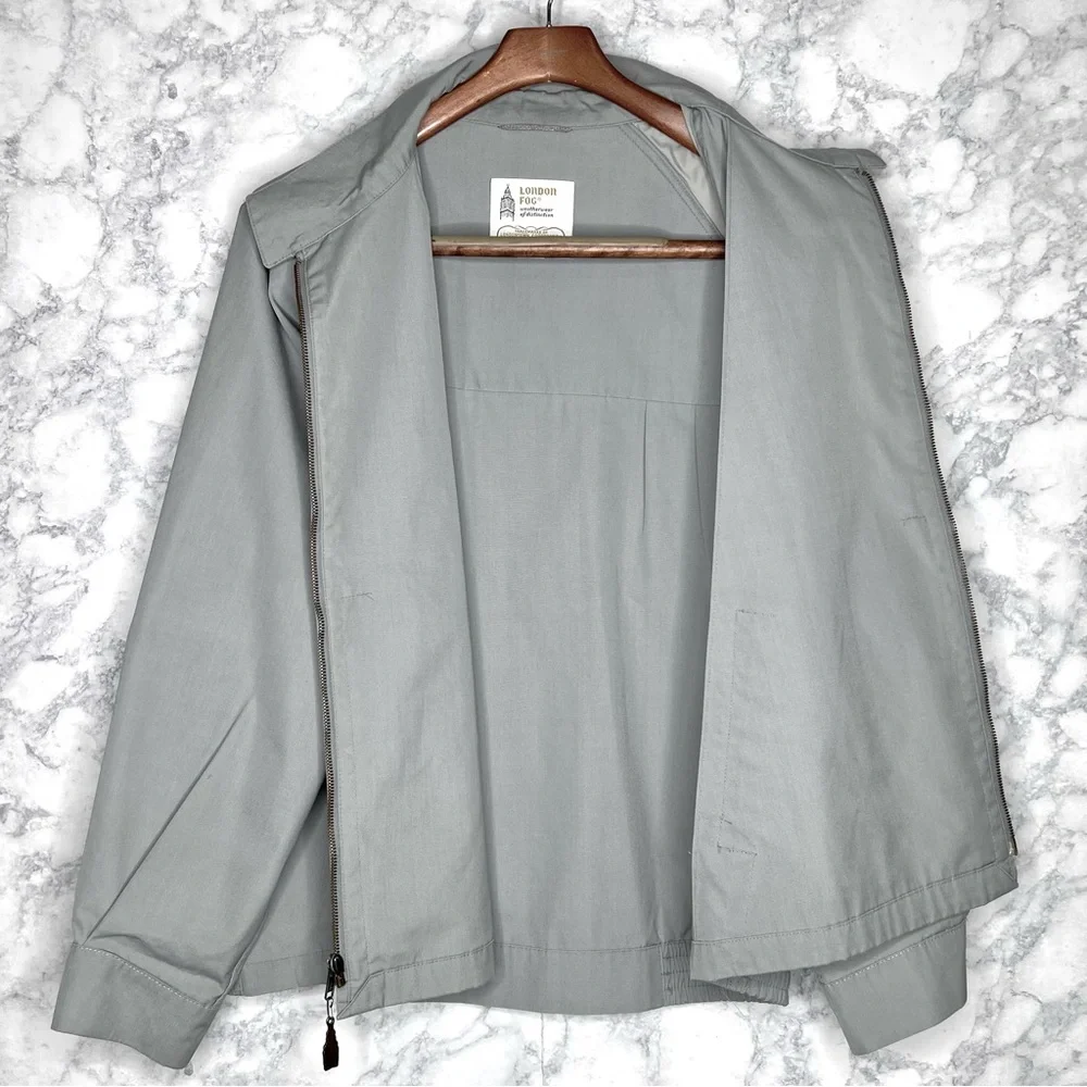 London Fog 70s Big Ben Charm Zip Gray Bomber Jacket Men 46R Made USA